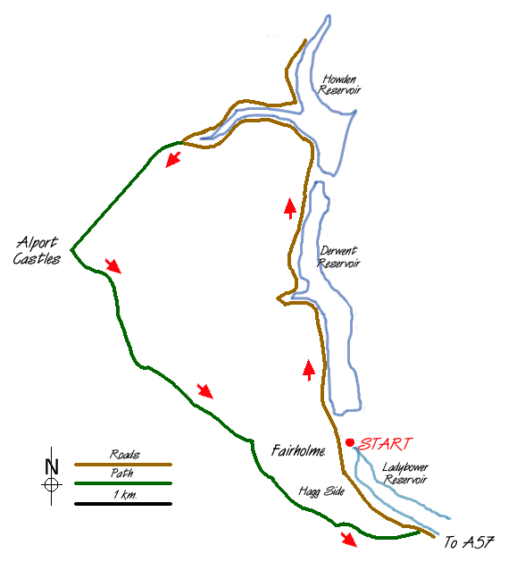 Route Map - Alport Castles Walk