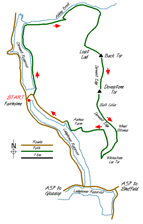 Route Map - Back Tor & the Wheel Stones Walk