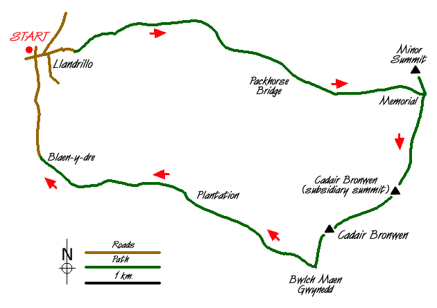 Route Map - Cadair Bronwen Walk
