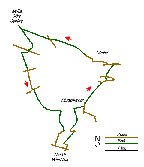 Route Map - Wells, North Wootton & Worminster Walk