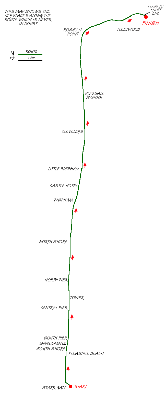 Route Map - Blackpool to Fleetwood coast Walk