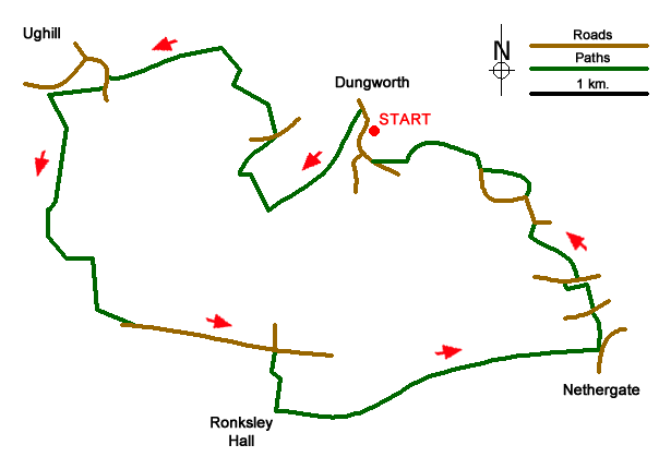 Route Map - Dungworth & Rod Moor Walk