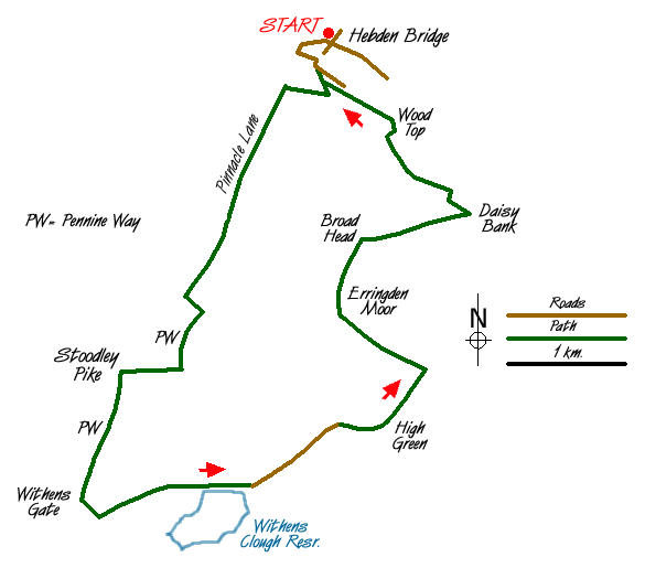 Route Map - Stoodley Pike Walk