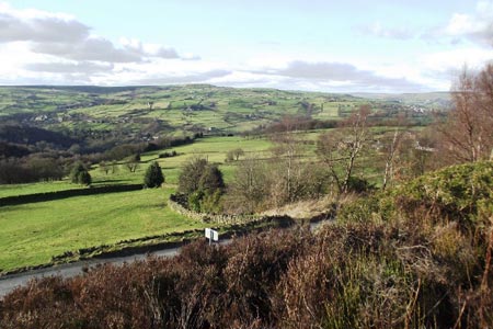 View north across the Byourn valley from Norland Moor