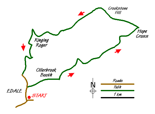Route Map - Hope Cross & Ringing Roger Walk
