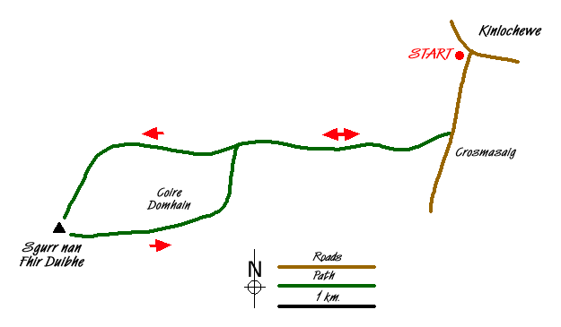 Route Map - Sgurr nan Fhir Duibhe from Kinlochewe Walk