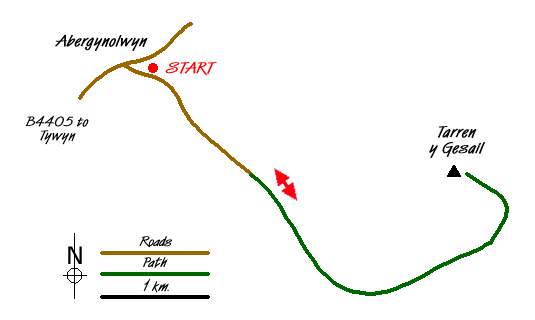 Route Map - Tarren y Gesail Walk