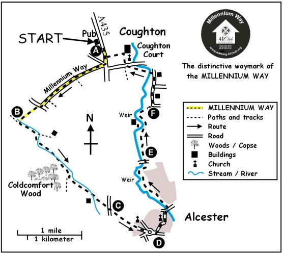 Route Map - Alcester Town & Country Circular  Walk