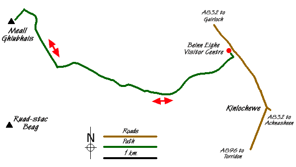 Route Map - Meall a' Ghiubhais from Kinlochewe Walk