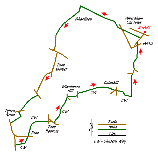 Route Map - Amersham Old Town Circular Walk