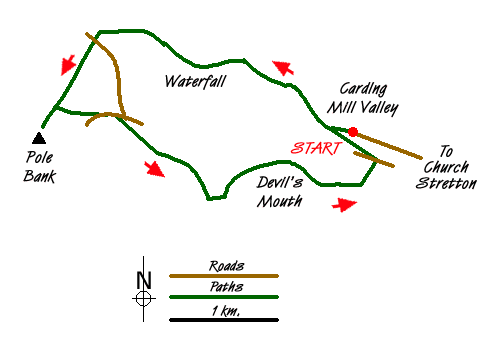Route Map - Lightspout Waterfall and Pole Bank Walk