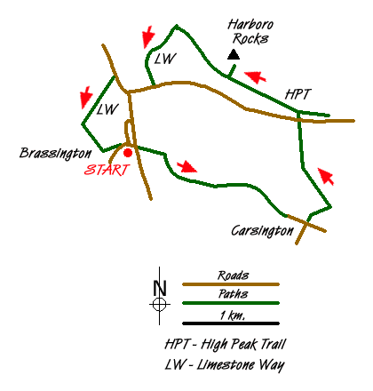 Route Map - Carsington and Harboro Rocks Walk