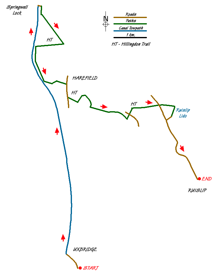 Route Map - Uxbridge to Ruislip Walk
