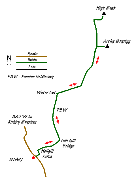Route Map - Mallerstang Edge Walk