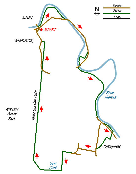 Route Map - Windsor & Runnymede circular Walk