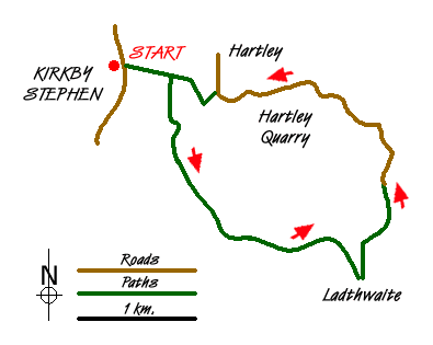 Route Map - Kirkby Stephen & Hartley Circular Walk