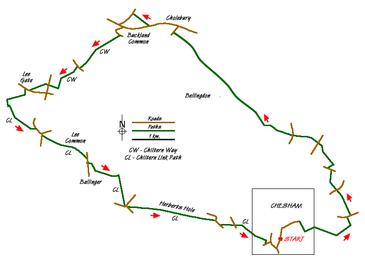 Route Map - Chesham & Cholesbury Circular Walk