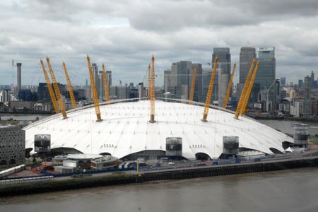 Thames Path - O2 Arena from cablecar across Thames