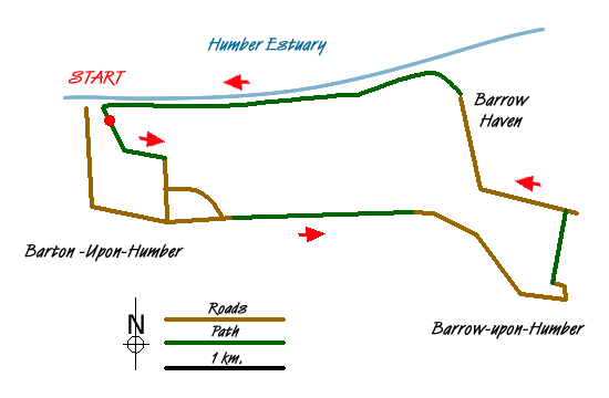 Route Map - Barton and Barrow-on-Humber Walk