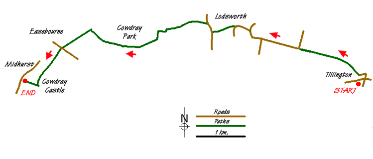 Route Map - Midhurst Way - Petworth to Midhurst Walk