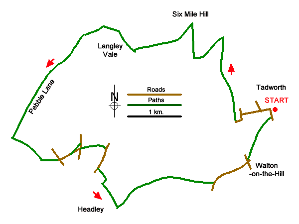 Route Map - Tadworth Circular Walk
