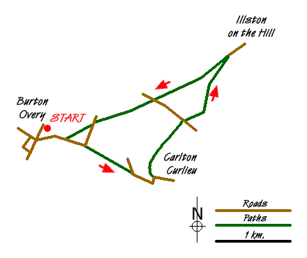 Route Map - Carlton Curlieu & Illston on the Hill Walk