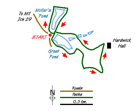 Route Map - Hardwick Hall park Walk