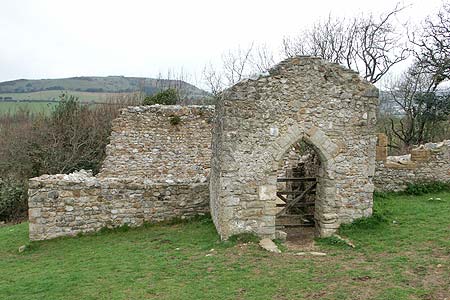The remains of St Gabriel's chapel below Golden Cap