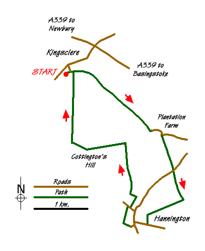 Route Map - Hannington & Kingsclere circular Walk