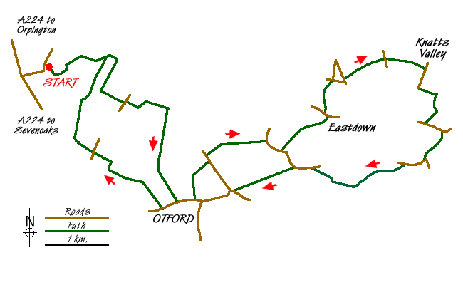 Route Map - Otford, Romney Street & Woodlands Walk