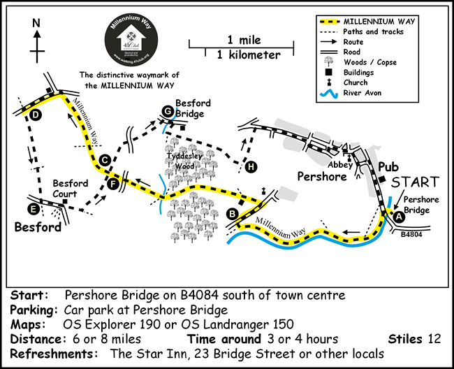 Route Map - Pershore Circular Walk