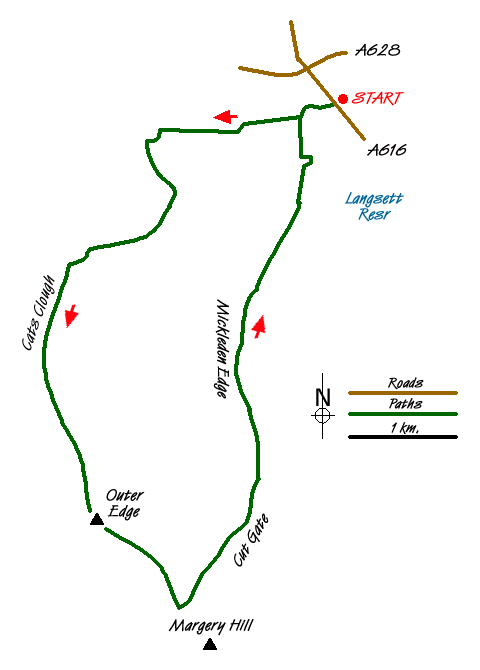 Route Map - Cats Clough Head & Outer Edge Walk