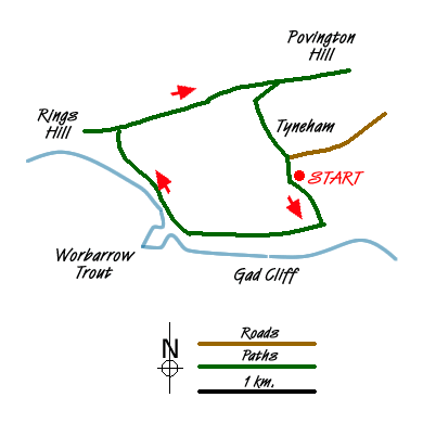 Route Map - Gad Cliff, Povington Hill & Tyneham Walk