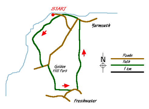 Route Map - Yarmouth, Freshwater and Norton from Yarmouth Walk