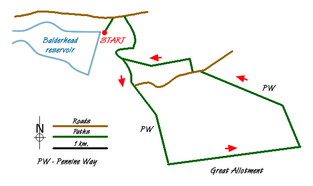 Route Map - Hannah's Meadow, Baldersdale & Brown Rigg Moss
 Walk