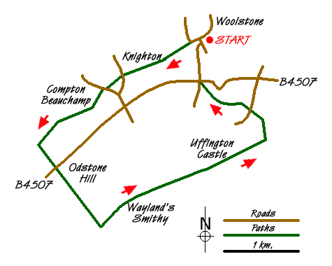 Route Map - Wayland's Smithy & Uffington Castle Walk