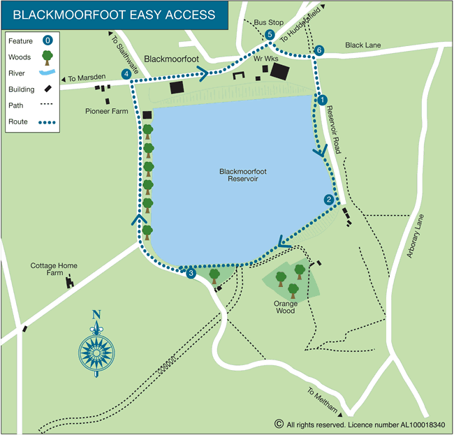 Route Map - Blackmoorfoot Reservoir Walk