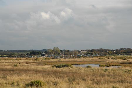 Looking back across the salt marshes to Morston
