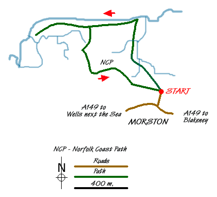 Route Map - Morston Salt Marshes from Morston Quay Walk