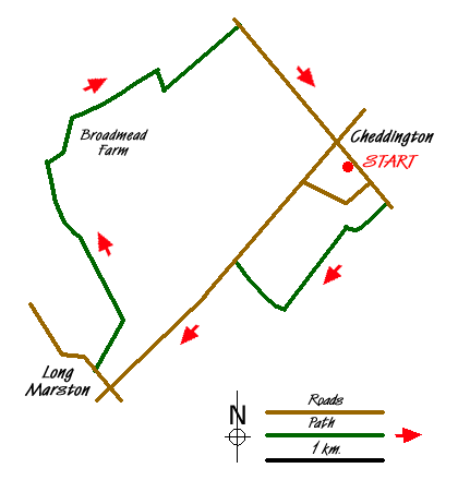 Route Map - Long Marston circular Walk