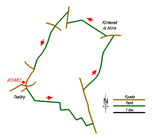 Route Map - Tealby and Kirmond le Mire Walk