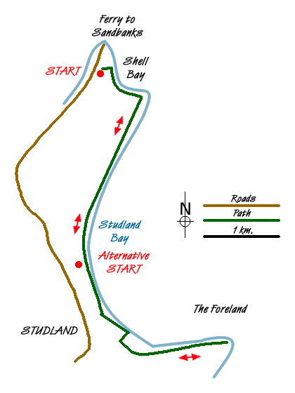 Route Map - Studland & Old Harry Rocks Walk
