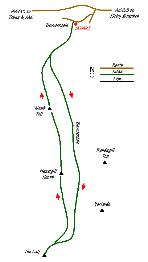 Route Map - Bowderdale and the Calf Walk