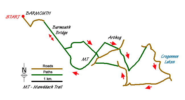 Route Map - Cregennen Lakes
 Walk