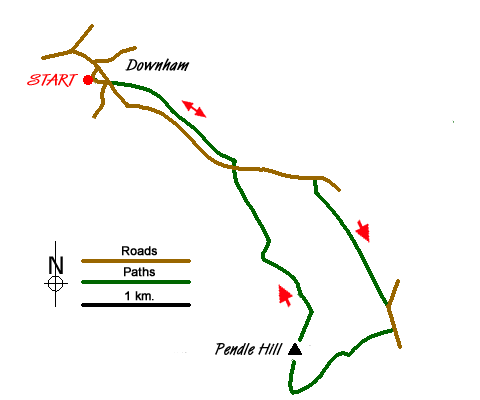 Route Map - Downham & Pendle Hill (short version)
 Walk