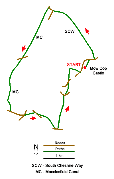 Route Map - Mow Cop Circular Walk