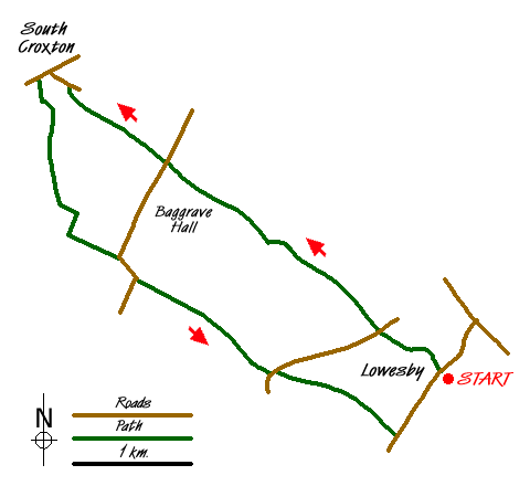 Route Map - Lowesby and South Croxton Walk