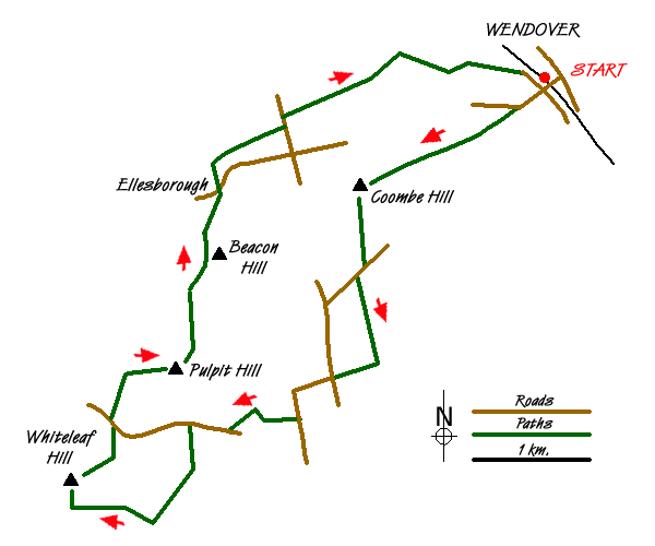 Route Map - Chiltern Hills circular from Wendover Walk