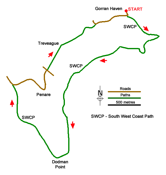 Route Map - Gorran Haven & Dodman Point Walk