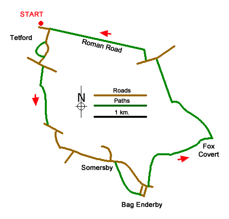 Route Map - Somersby and Tetford Circular Walk